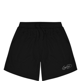 Logo Script Mesh Shorts