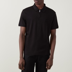 Supima Logo Zip Polo Shirt