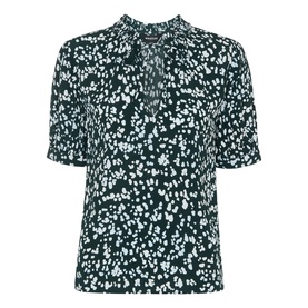 Animal Print Tie-Front Blouse