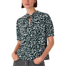 Animal Print Tie-Front Blouse
