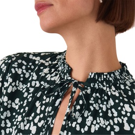 Animal Print Tie-Front Blouse