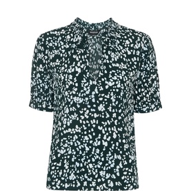Animal Print Tie-Front Blouse