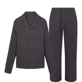 Piped Sleep Set Ash Heather Grey