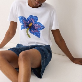 Crochet Lily Print T-Shirt