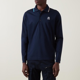 Logo Badge Tipped Long-Sleeved Polo Shirt