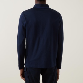 Logo Badge Tipped Long-Sleeved Polo Shirt