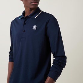 Logo Badge Tipped Long-Sleeved Polo Shirt
