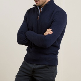Lunnaigh Lambswool Logo Quarter-Zip Sweater