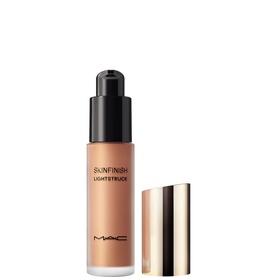 MAC Skinfinish Lightstruck Liquid Highlighter in Bubbled Over, warm bronze tone, 15ml pump bottle with gold cap