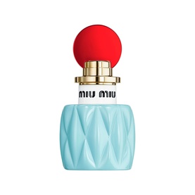 Miu Miu L'Eau de Muguet Eau de Parfum 30ml, light blue quilted bottle with red spherical cap and gold collar