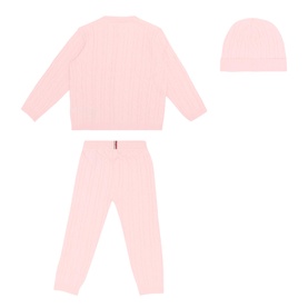Flag Cable Knit Cardigan, Trousers & Hat Three-Piece Set