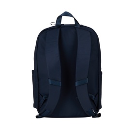 Lululemon True Navy backpack, rear view showing padded shoulder straps, back panel and top carry handle