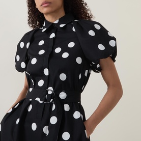 Polka Dot Mini Shirt Dress