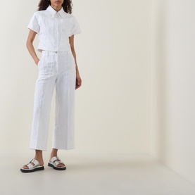 Jacquard Cropped Straight Leg Trousers