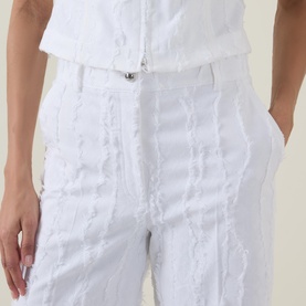 Jacquard Cropped Straight Leg Trousers