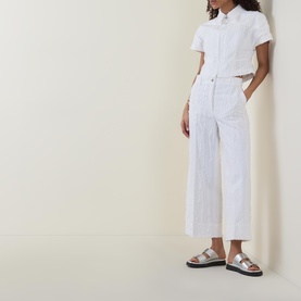Jacquard Cropped Straight Leg Trousers