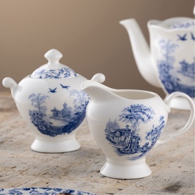 Archive Blue Cream and Sugar Set