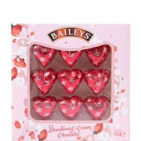 Strawberry & Cream Filled Chocolate Hearts 90g