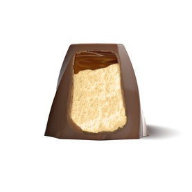 Baileys Milk Chocolate Caramel Whirls cross-section showing layered caramel and honeycomb filling inside milk chocolate shell