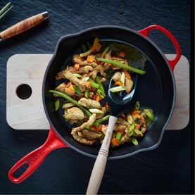 Signature Cast Iron Round Deep Skillet with Metal Handle 26cm