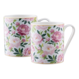 Pink Peony Set of Two Mugs