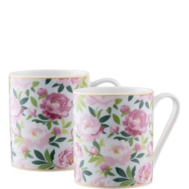 Pink Peony Set of Two Mugs