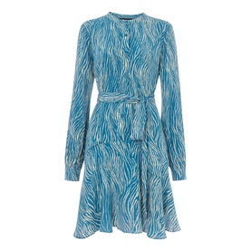 Zebra Belted Flared Mini Dress