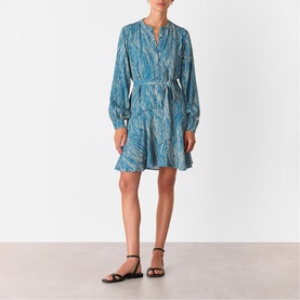 Zebra Belted Flared Mini Dress