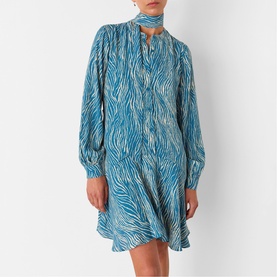 Zebra Belted Flared Mini Dress