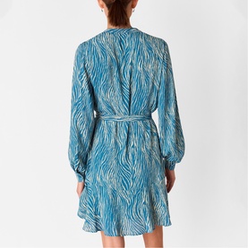 Zebra Belted Flared Mini Dress