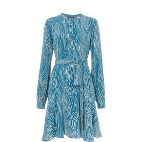 Zebra Belted Flared Mini Dress