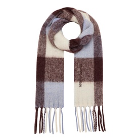 Alex Logo Embroidered Check Tassel Scarf