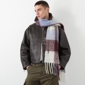 Alex Logo Embroidered Check Tassel Scarf