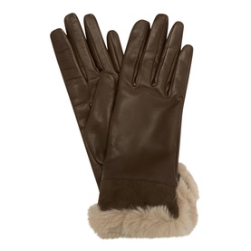 Leather Faux Fur Gloves