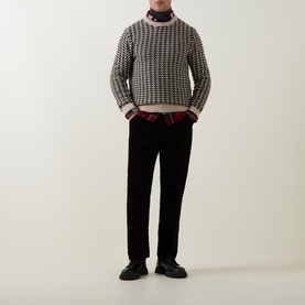 Two-Tone Textured Knit Sweater