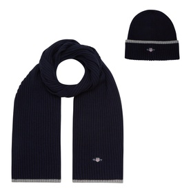 Ribbed Logo Hat & Scarf Gift Set