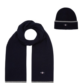 Ribbed Logo Hat & Scarf Gift Set