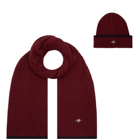 Ribbed Logo Hat & Scarf Gift Set