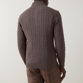 Shield Logo Half-Zip Cable Knit Sweater