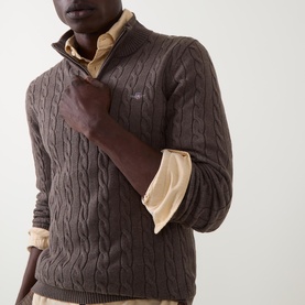 Shield Logo Half-Zip Cable Knit Sweater