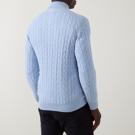 Shield Logo Half-Zip Cable Knit Sweater
