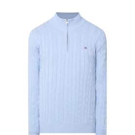 Shield Logo Half-Zip Cable Knit Sweater
