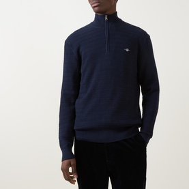 Shield Logo Mini Cable Half Zip Sweater