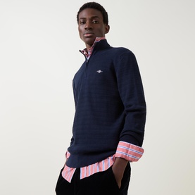 Shield Logo Mini Cable Half Zip Sweater