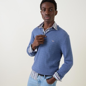 Shield Logo Mini Cable Half Zip Sweater