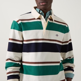 Shield Logo Striped Rugby Sweatshirt