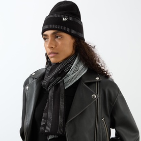 Embellished Logo Beanie & Scarf Two-Piece Set