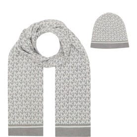 Monogram Logo Beanie & Scarf Two-Piece Set