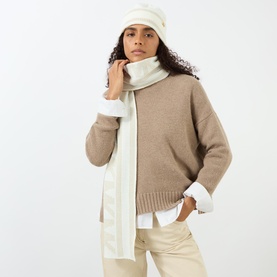 Embellished Logo Beanie & Scarf Two-Piece Set