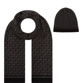 Monogram Logo Beanie & Scarf Two-Piece Set